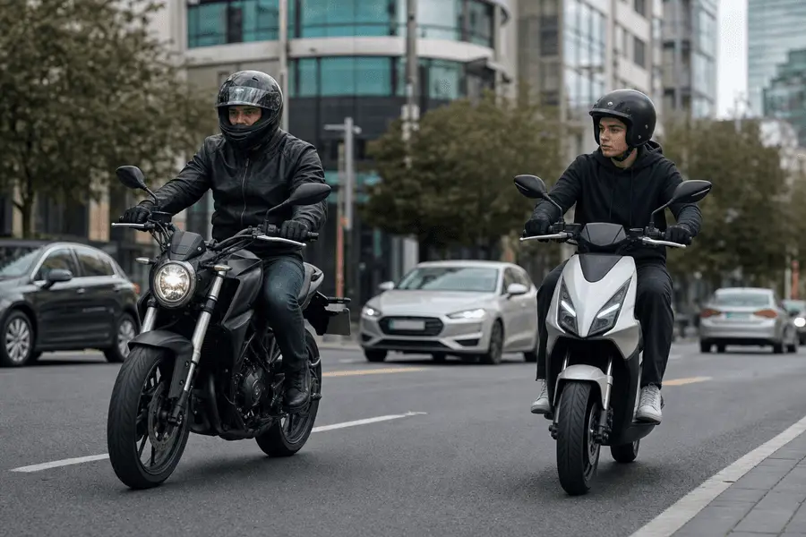 Explora España en moto con el carnet adecuado: el B permite conducir motos de hasta 125cc tras tres años, y el AM es para ciclomotores hasta 50cc desde los 15 años.